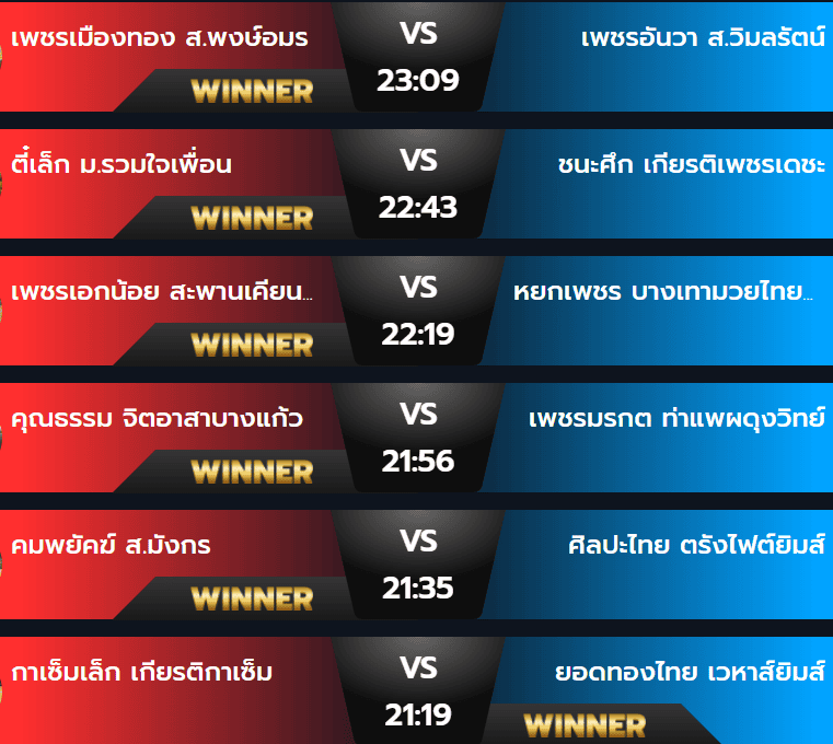ผลมวยวันเสาร์ 24 สิงหาคม 2567